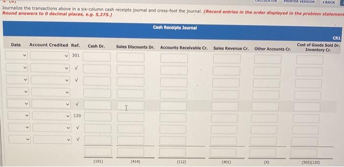 Submission) (Video) Crane Company's chart of accounts includes the following selected accounts