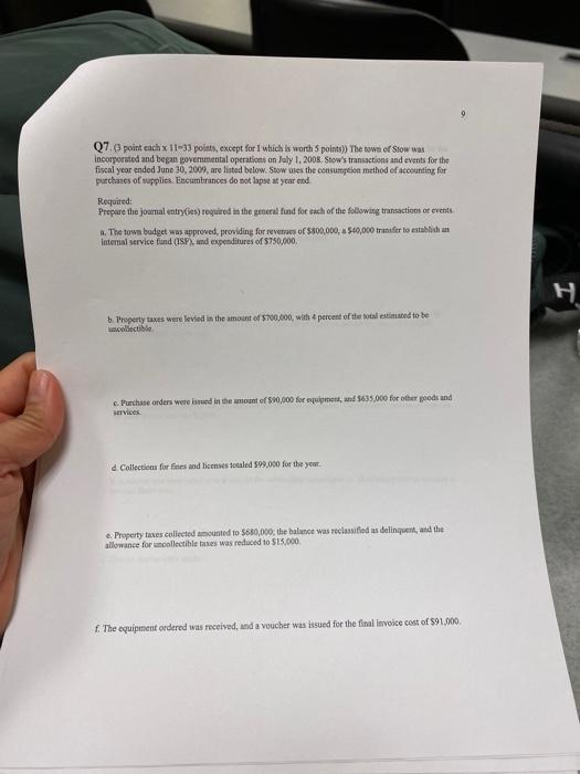  Q7. point each x 1133 points, except for which is worth