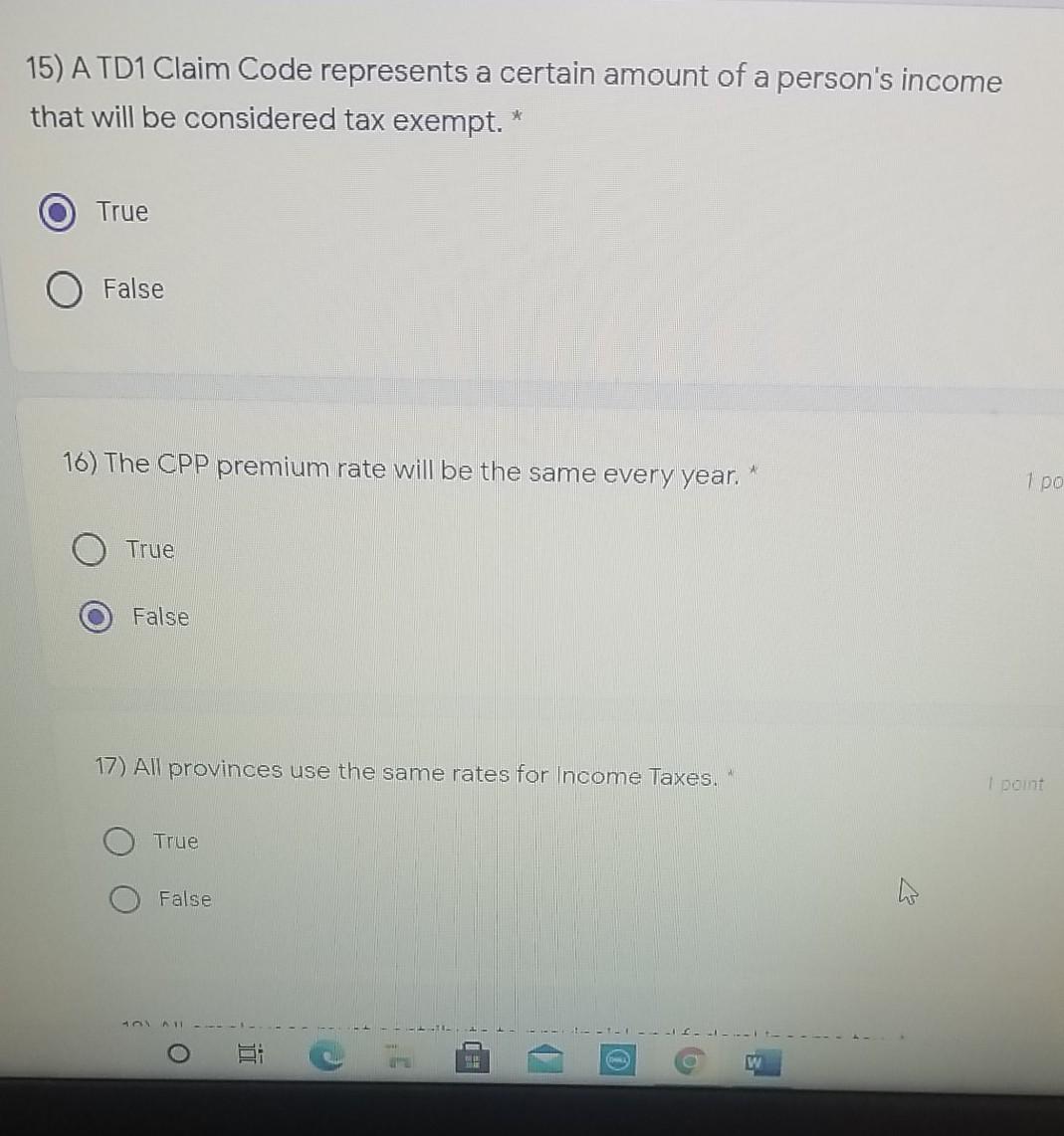  please choose the correct answer 15) A TD1 Claim Code represents