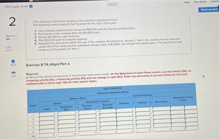  Help Save & Exit FIN Chapter 8 HW Check my work