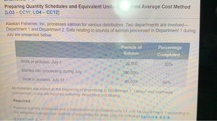  Preparing Quantity Schedules and Equivalent Units [LO3 - CC11; L04 -