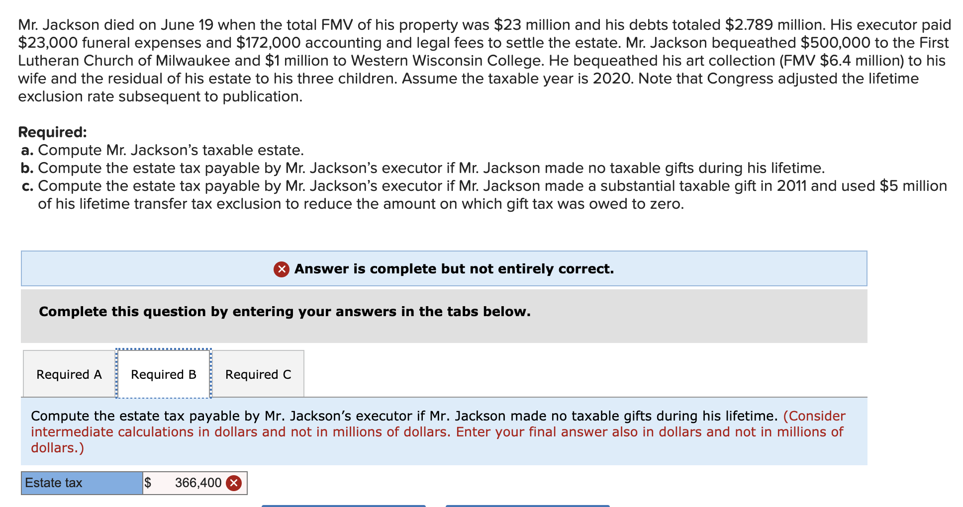  Mr. Jackson died on June 19 when the total FMV of
