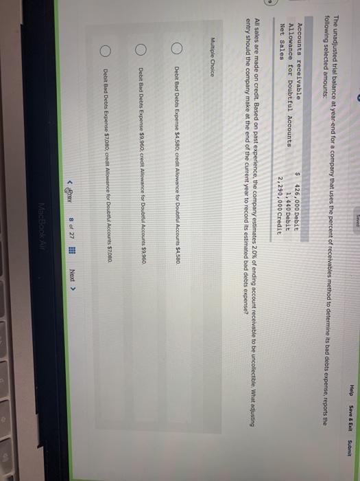  Saved Help Save & Exit Submit The unadjusted trial balance at