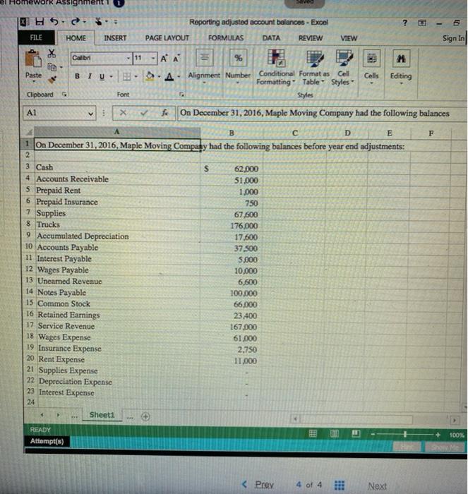 of its account balances as of December 31, 2016 before year-end adjustments.