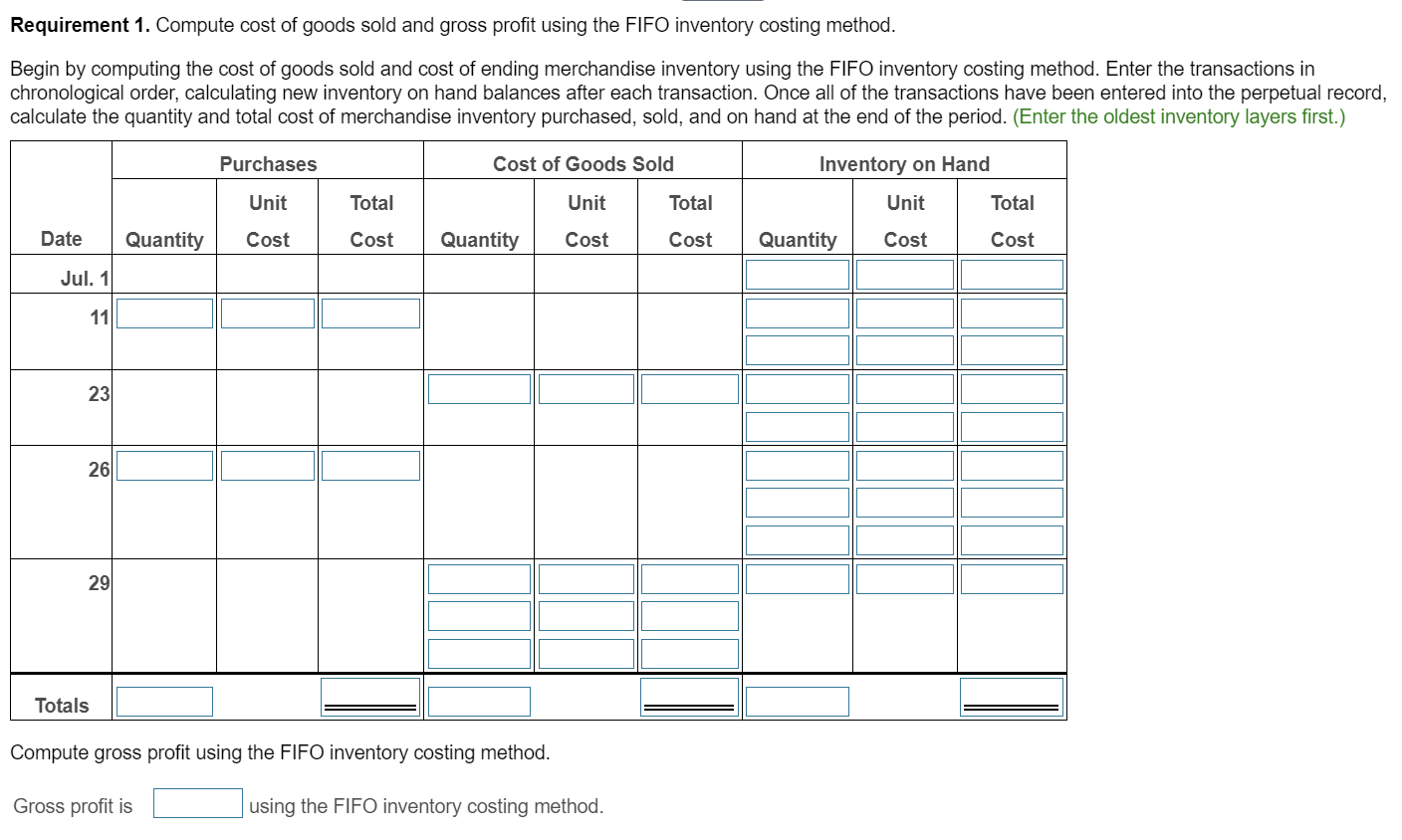 3 NEEDED ! More Info Jul. 1 Beginning merchandise inventory Jul. 11