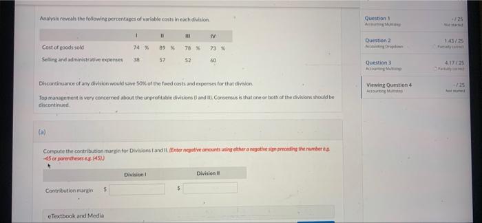 Vista Company has four operating divisions. During the firstarter of 2022. the