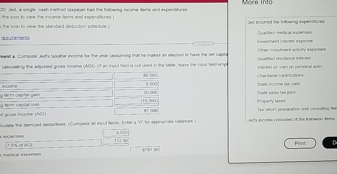  Help me out with this problem. More Info 20, Jed, a