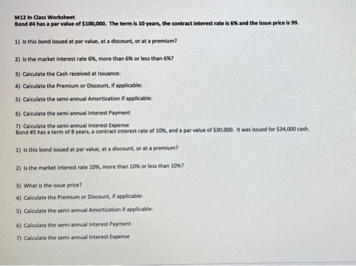 Journal for Semi-Annual Interest Payment Journal at Bond Retirement 50,000 M12 In