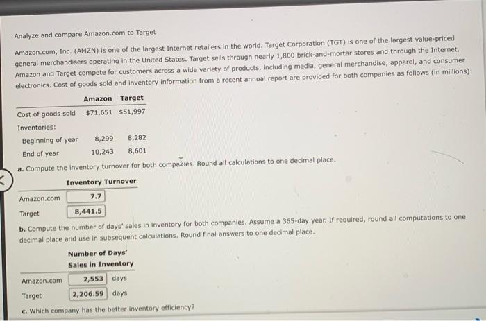  Analyze and compare Amazon.com to Target Amazon.com, Inc. (AMZN) is one