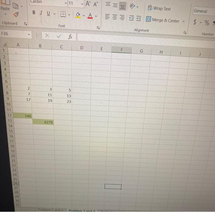 the prime numbers from 2 up to 23 entered in order in