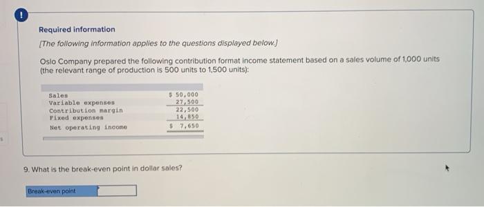 income statement based on a sales volume of 1,000 units (the relevant
