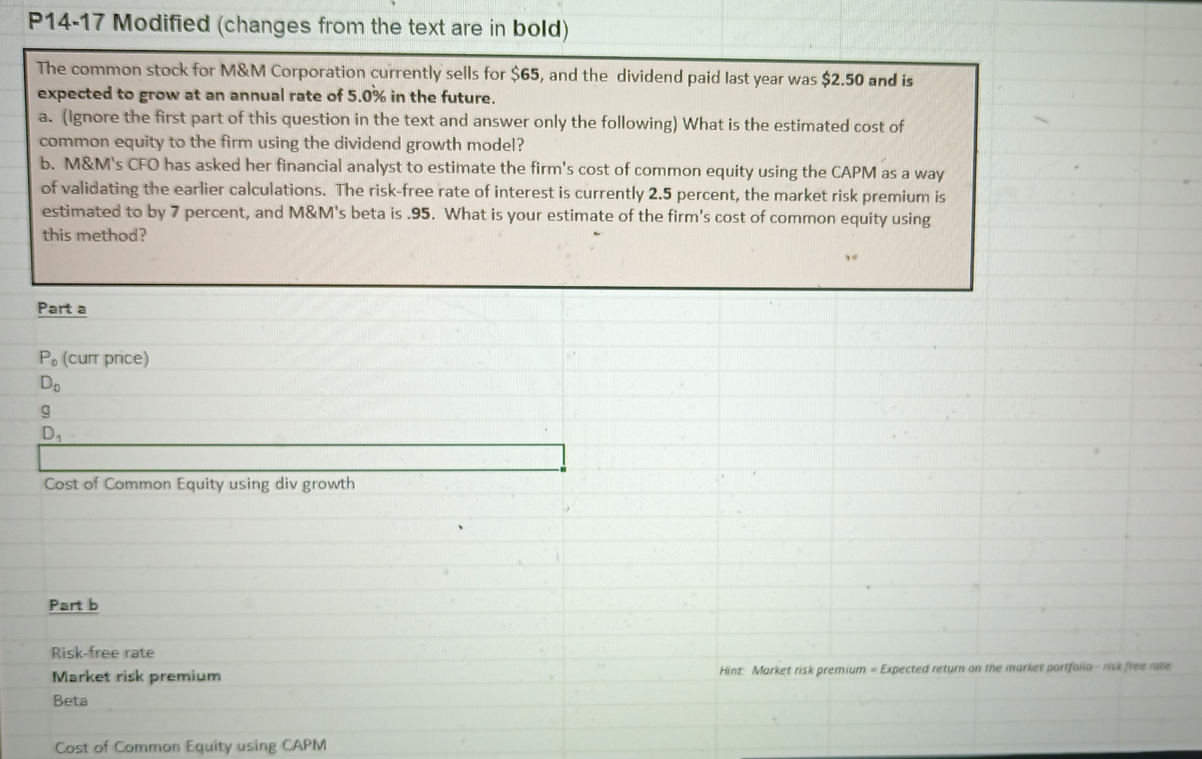  14-17.(Computing the cost of common equity)(Related to Checkpoint 14.2 on page