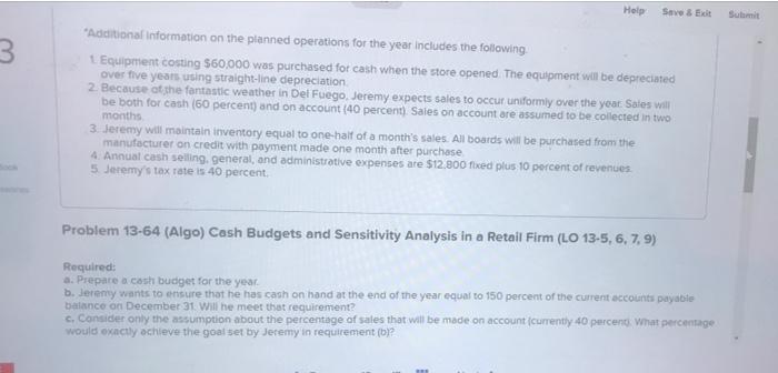 13-5, 6, 7, 9) The following information applies to the questions displayed