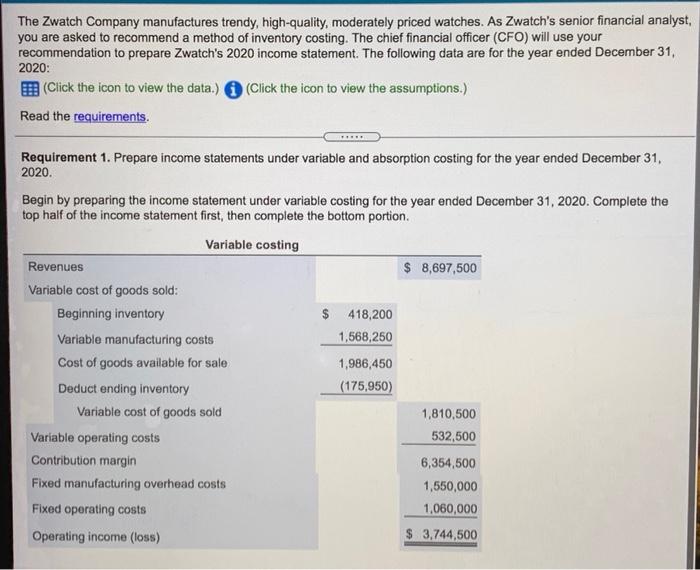 Requierment 1 is complete. Need help with Requirement 2, 3, & 4