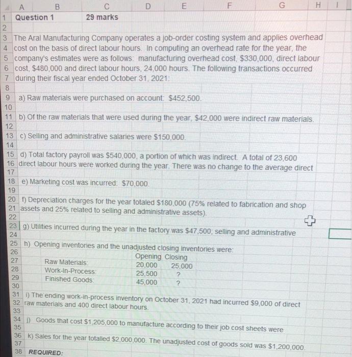 please show work and calculations. E A B D G F H