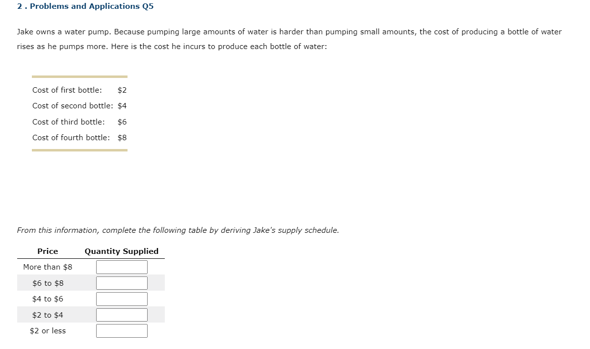  2. Problems and Applications Q5 Jake owns a water pump. Because