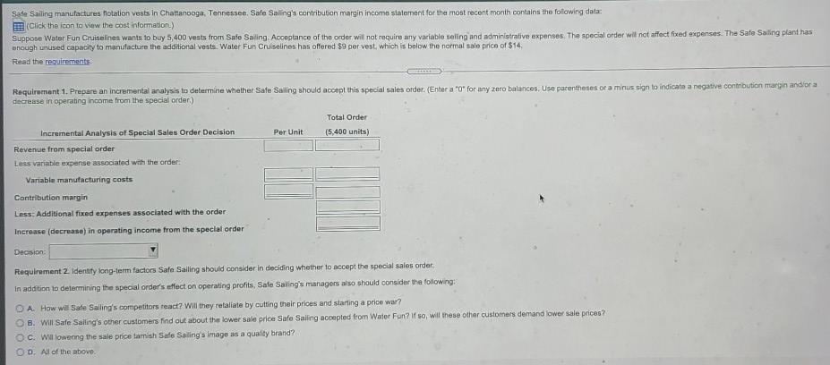 For Sales Volume of 29,000 Units 3 Total 4 $ 406,000 5