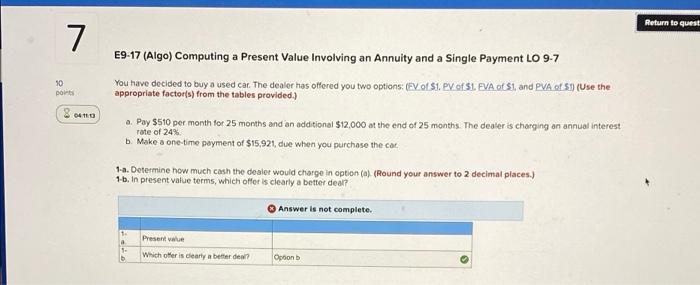  Return to quest 7 50 DO 2010 E9-17 (Algo) Computing a
