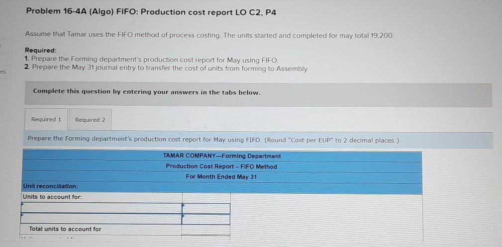 information for the Problems below. (Algo) [The following information applies to the