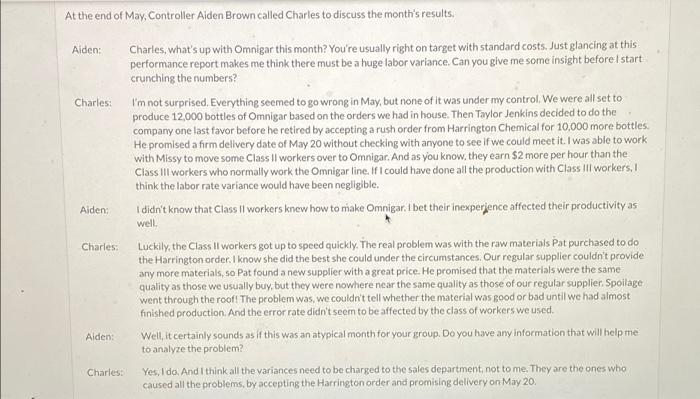 labor efficiency variances for both classes of workers using (a) regular materials