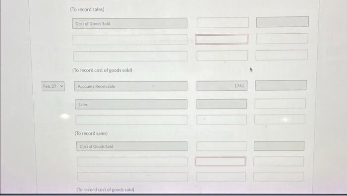 Andrew Noren returned for credit $140 of the merchandise purchased on February