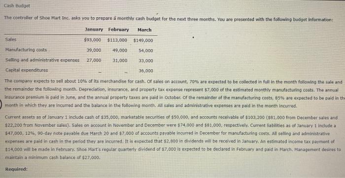 I can not seem to formulate this one correctly. Cash Budget The