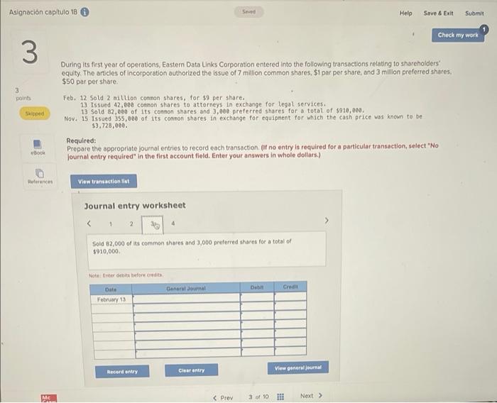 Dato Links Corporation entered into the following transactions relating to shareholders equity.