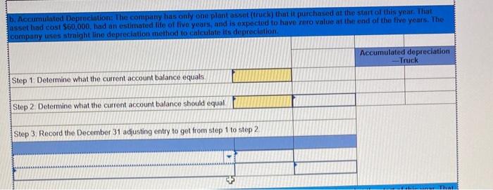the Accumulated Depreciation account at December 31 Step 1. Determine what the