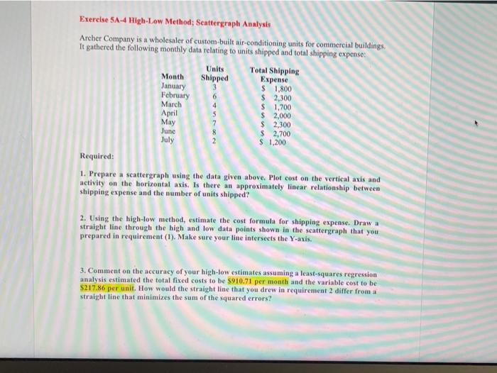 Exercise 5A-2 Least-Squares Regression Bargain Rental Car offers rental cars in an