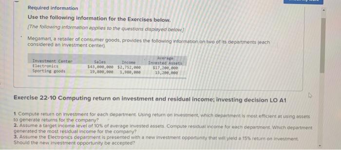 operating departments (shoes and clothing). The table that follows shows the direct