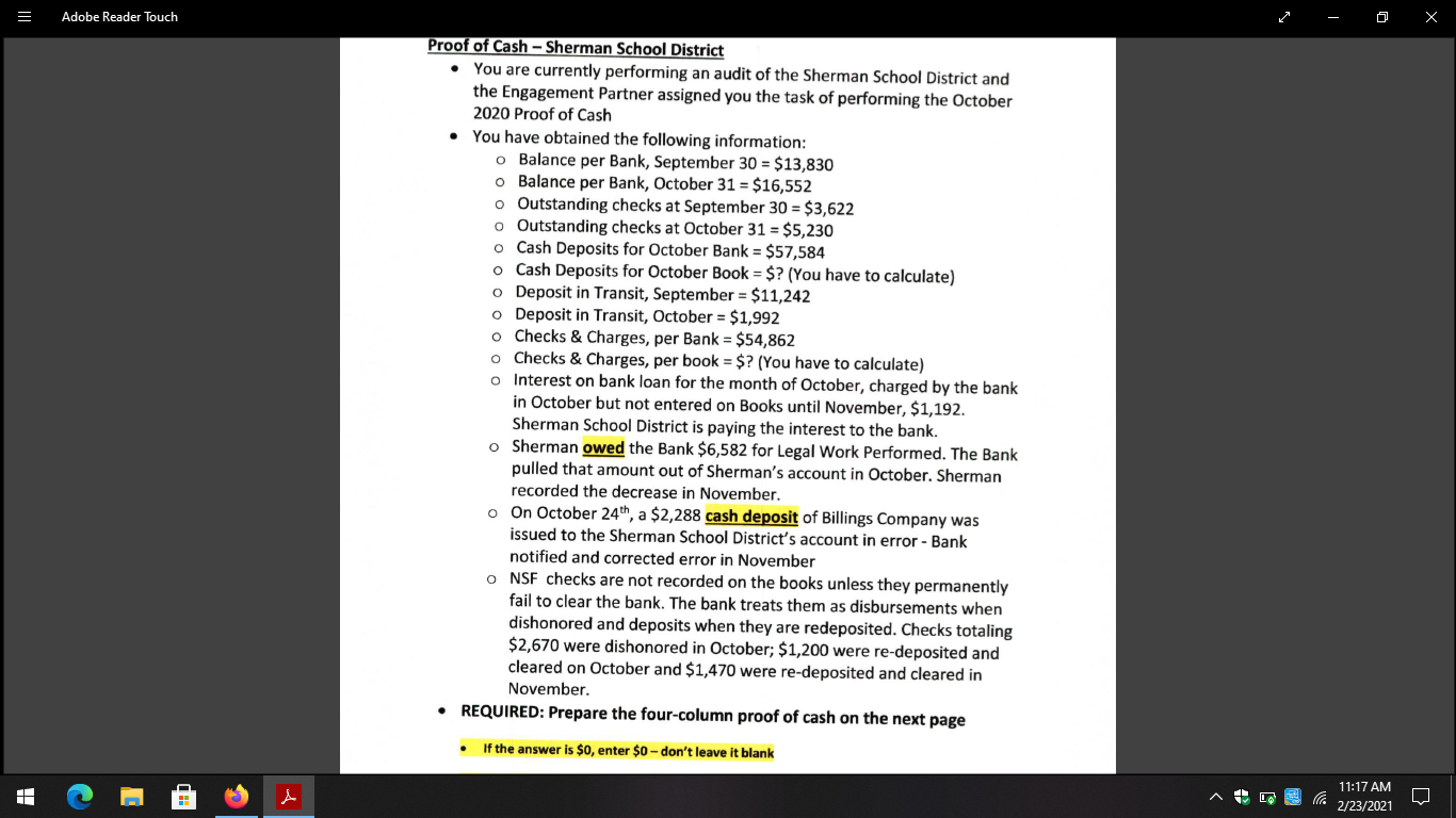  = Adobe Reader Touch Proof of Cash - Sherman School District