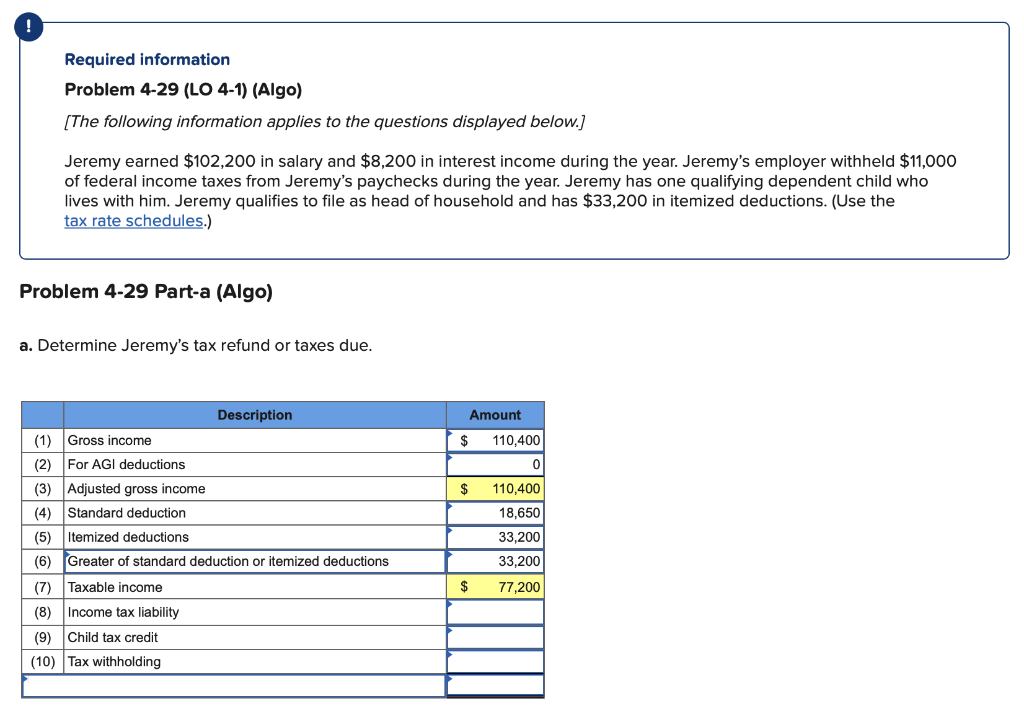  ! Required information Problem 4-29 (LO 4-1) (Algo) (The following information
