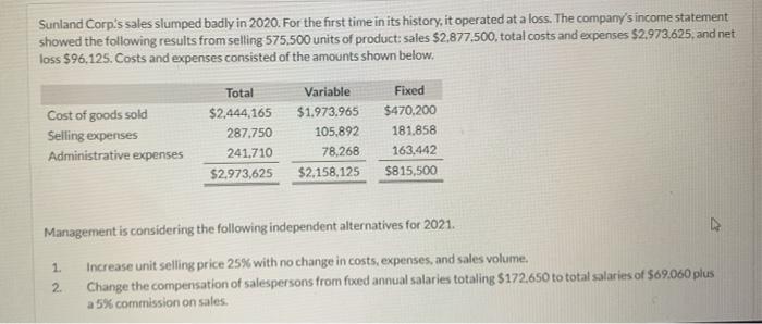 action. % Contribution margin for alternative 1 96 Contribution margin for alternative