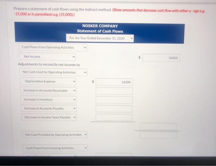 Company. NOSKER COMPANY Comparative Balance Sheets December 31 Assets 2020 Cash Accounts