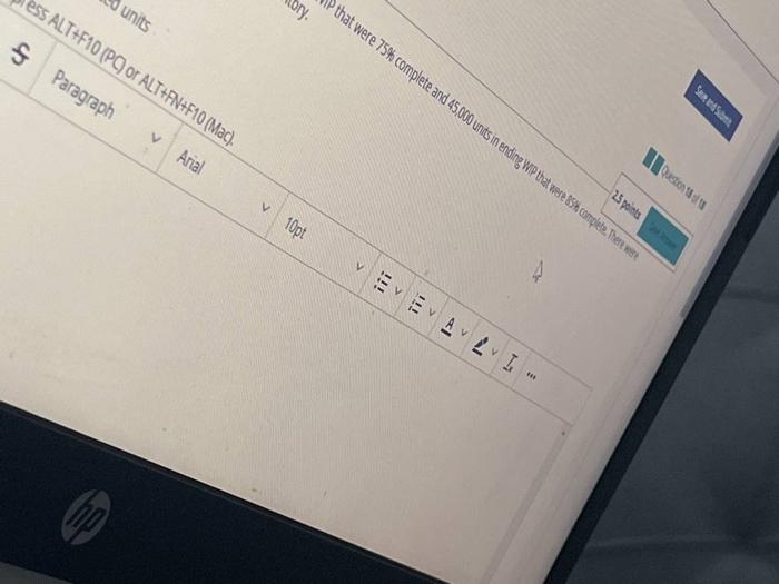 Corporation had 65,000 units in beginning WIP that were 75% complete and