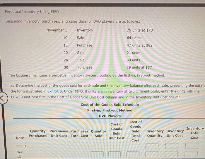  Perpetual Inventory Using FIFO Beginning inventory, purchases, and sales data for