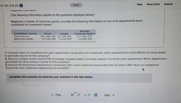  Savad Ch 20, 21 & 22 Help Save & Exit Submit