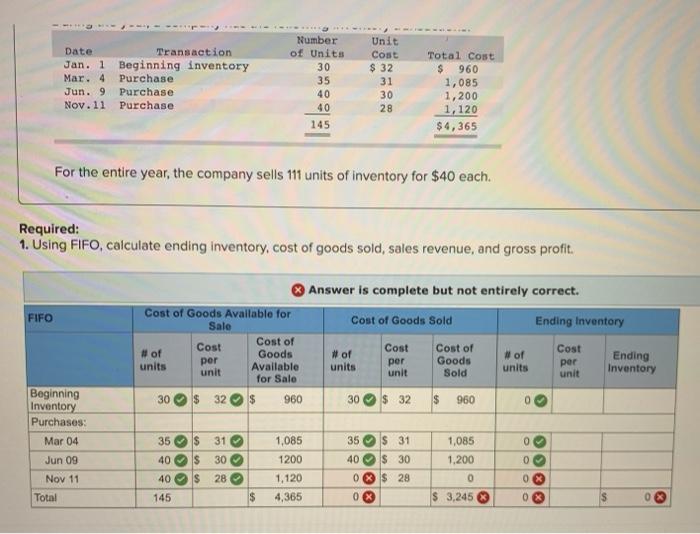  Number of Units 30 Date Transaction Jan. 1 Beginning inventory Mar.