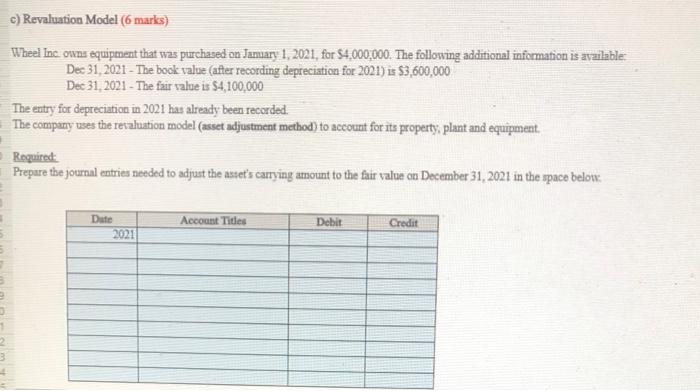 4 a) Asset Exchange (6 marks) In 2021, Malawi Inc exchanged equipment