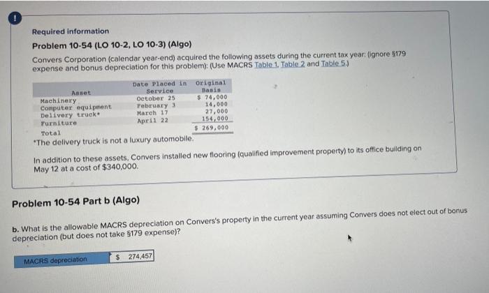 (calendar year-end) acquired the following assets during the current tox year: Ognore