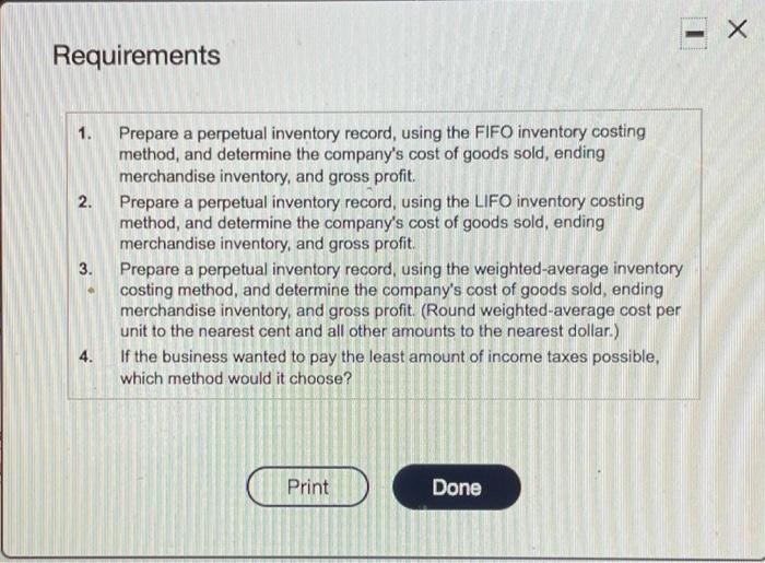 Jan. 13 Sale 180 crates @ $104 each Jan. 18 Purchase 114