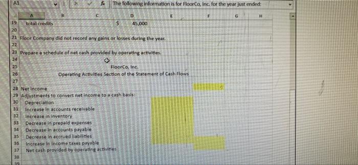to prepare the Operating Activities Section of the Statement of Cash Flows.