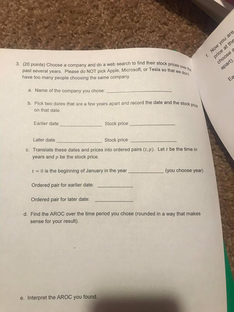 PLEASE HELPPPP 3. (20 points) Choose a company and do a