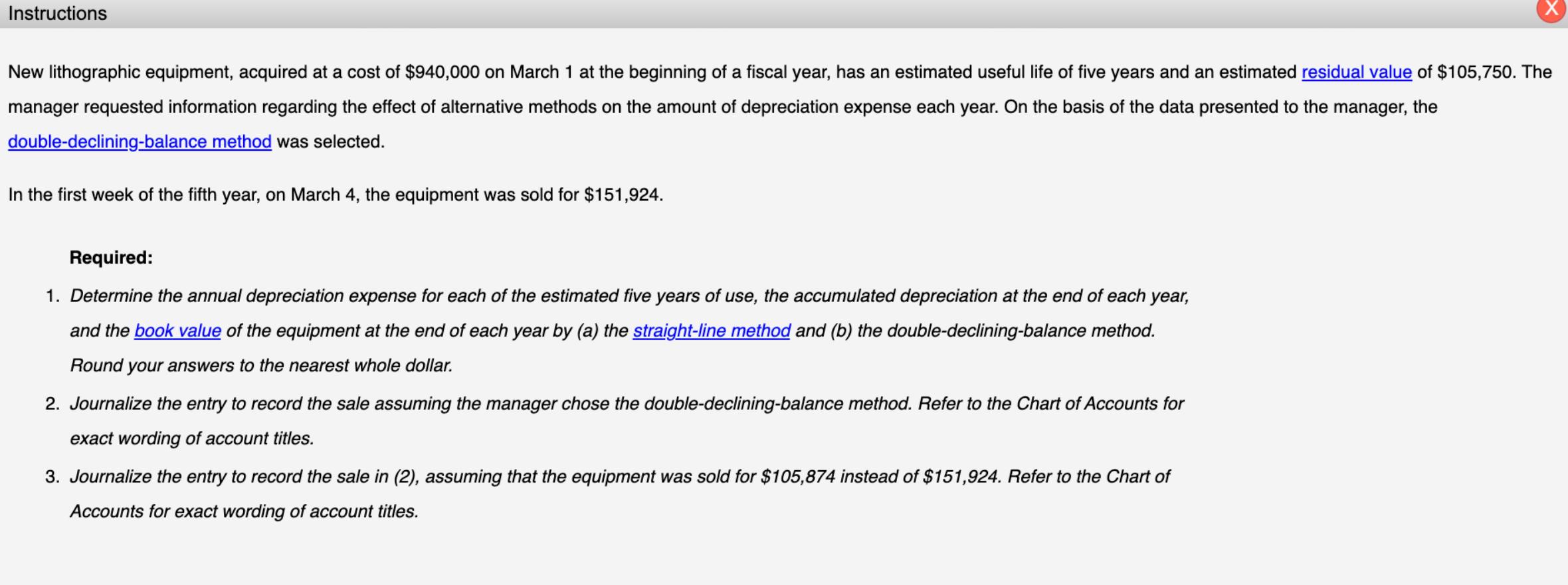  PLEASE SHOW WORK / EXPLAIN Instructions New lithographic equipment, acquired at