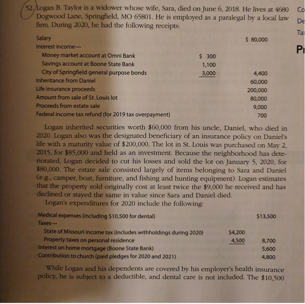 ca De Ta PI 52. Logan B. Taylor is a widower