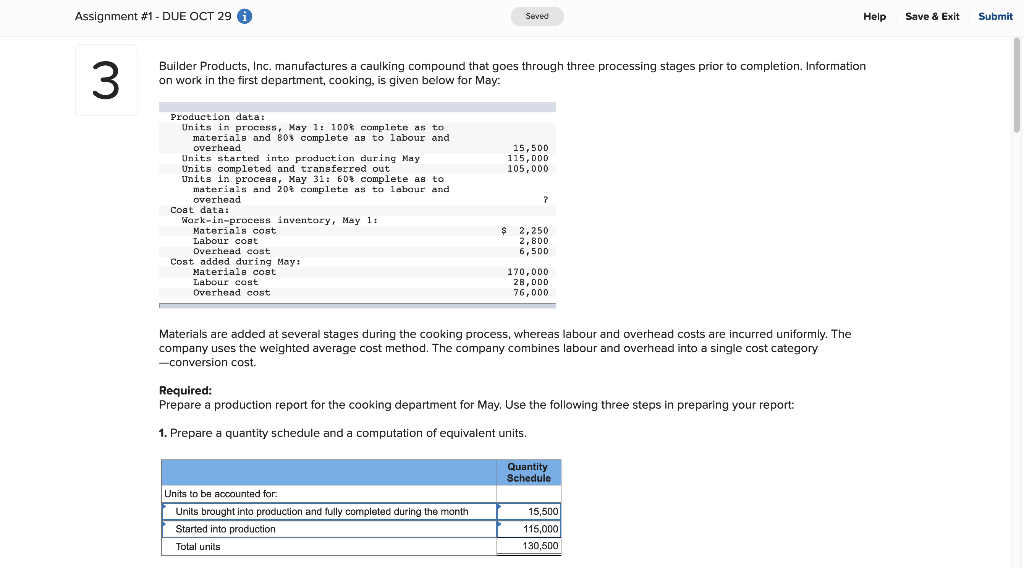  Assignment #1 - DUE OCT 29 0 Seved Help Save &