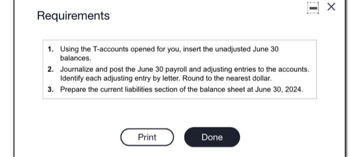 please complete all requierments Requirements 1. Using the T-accounts opened for you,
