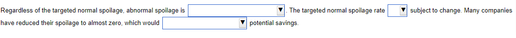 targeted normal spoilage rate (is / is not) subject to change. Many