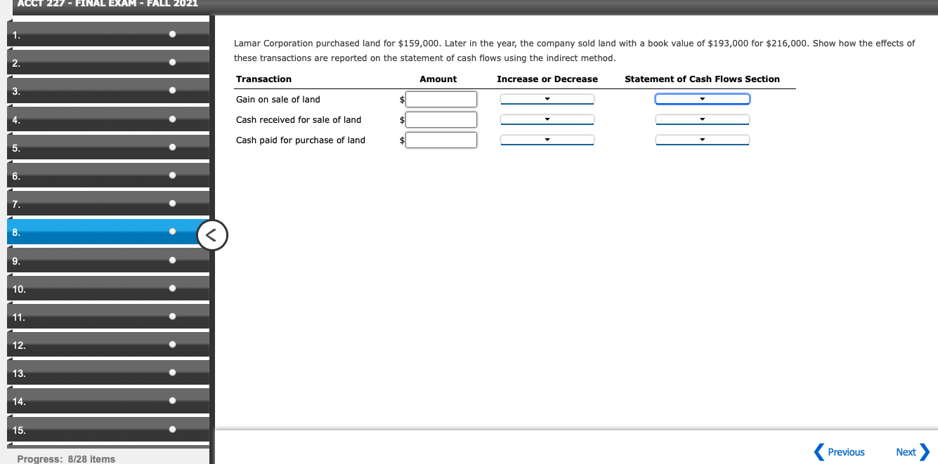  ACCT 227 - FINAL EXAM - FALL 2021 1. Lamar Corporation