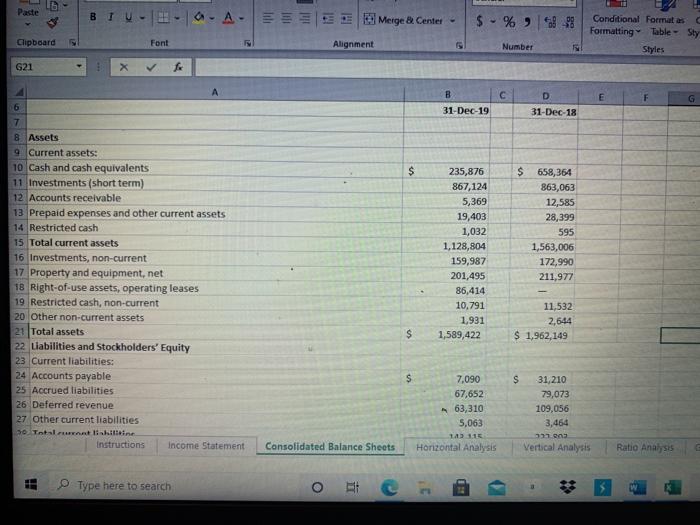 BALANCE SHEET Vertical Analysis 4 5 6 31-Dec-19 31-Dec-18 7 8 Assets
